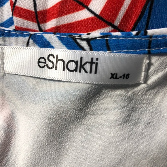 E Shakti XL cap sleeve print dress with tie back - Picture 5 of 6